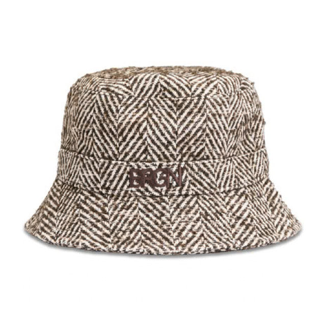 Bucket Hat Brown Herringbone