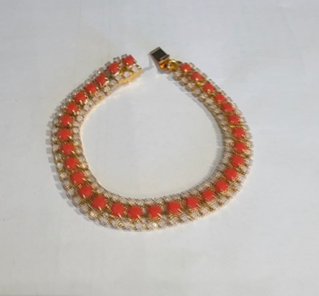 Perfect Trio Bracelet Coral Red/rose Opal