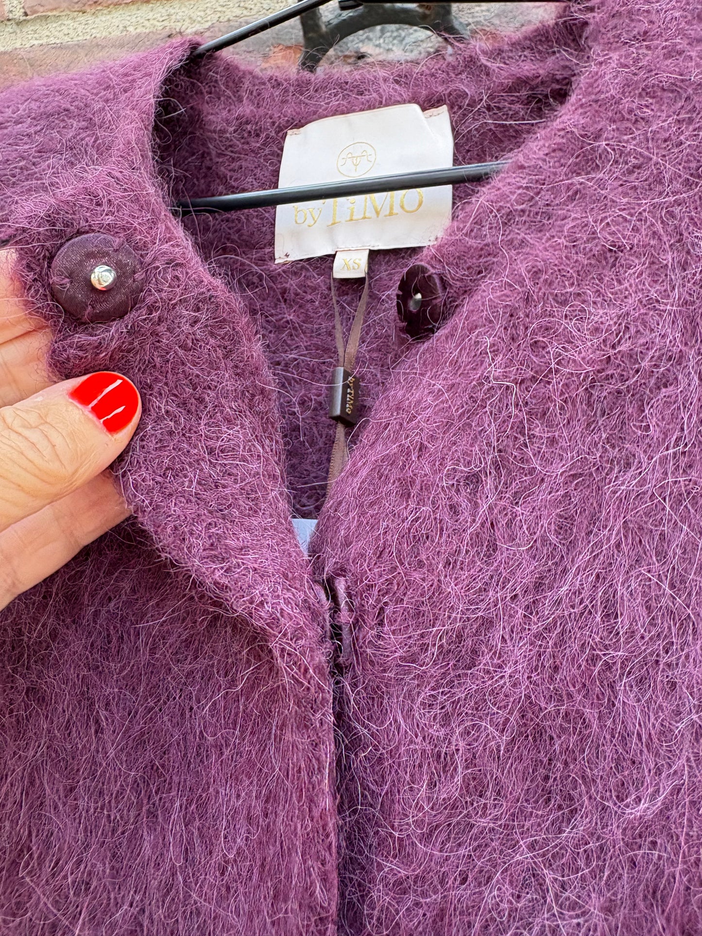Hairy Knit Jacket Burgundy