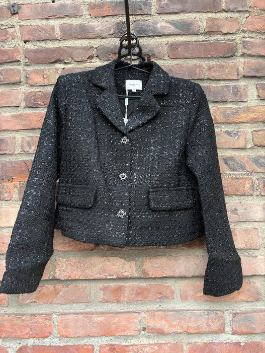 Short Tweed Blazer Black