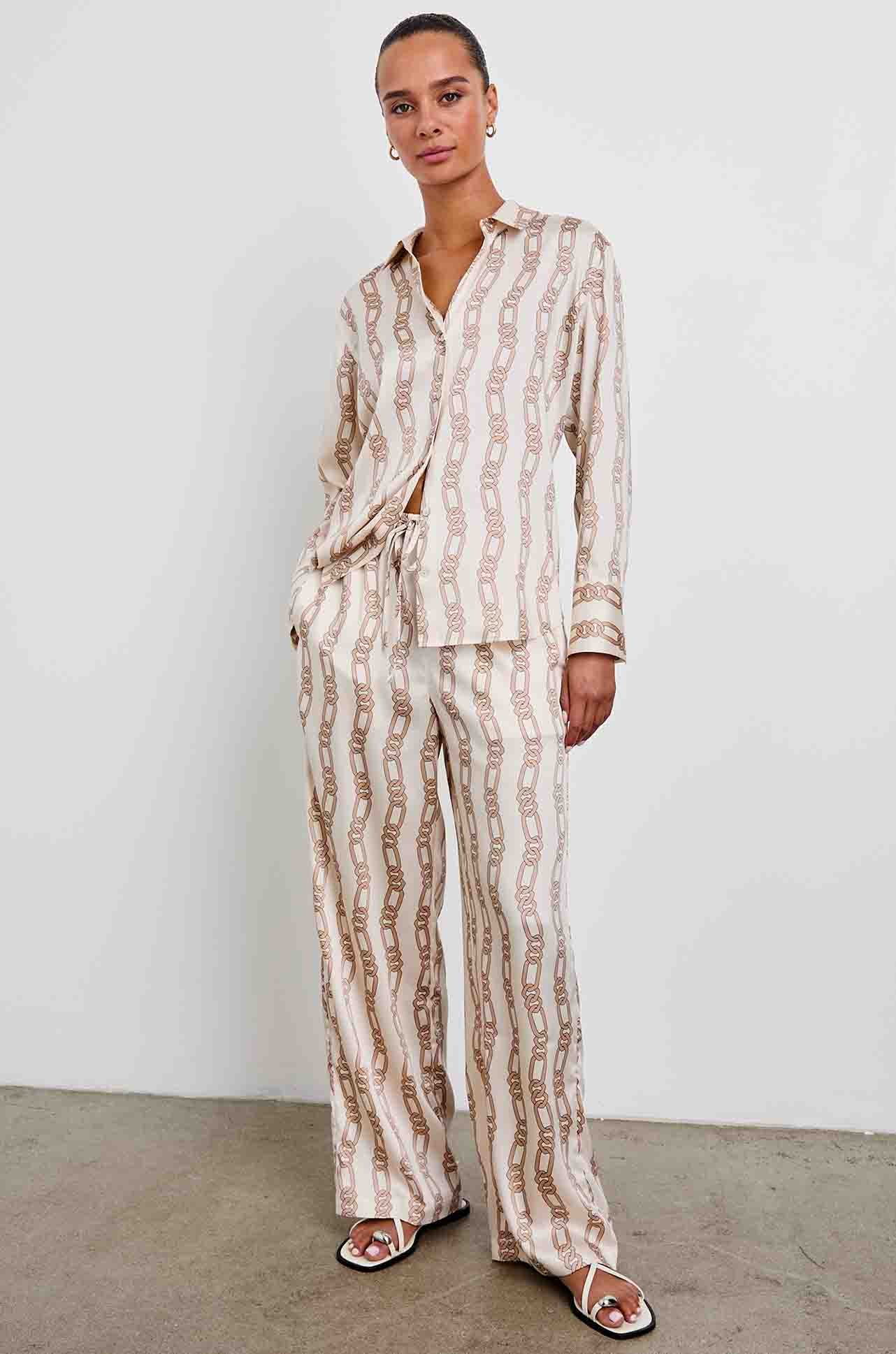 Ledger Blouse Ivory Gold Link