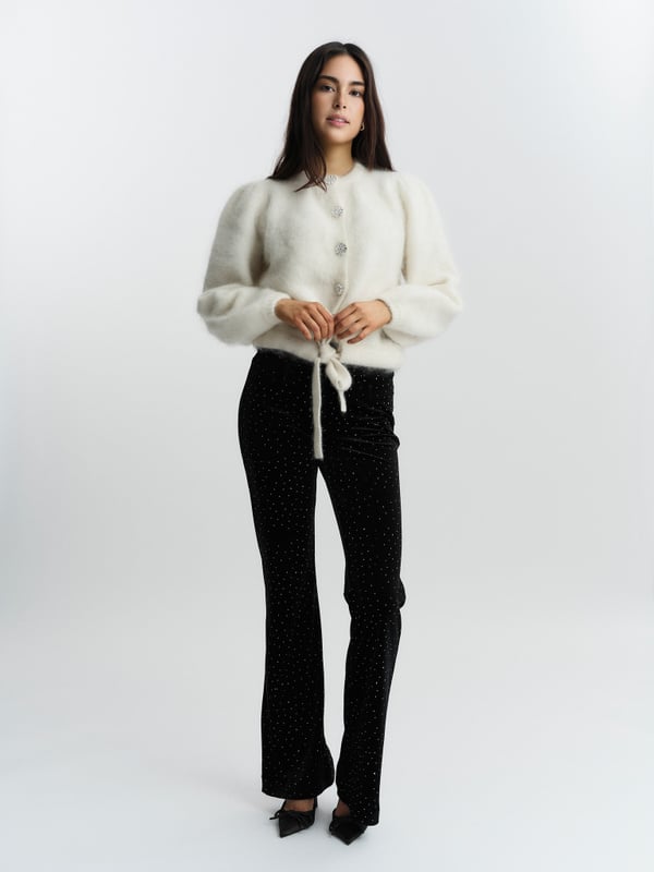Madeleine Stud Velour Pant Black