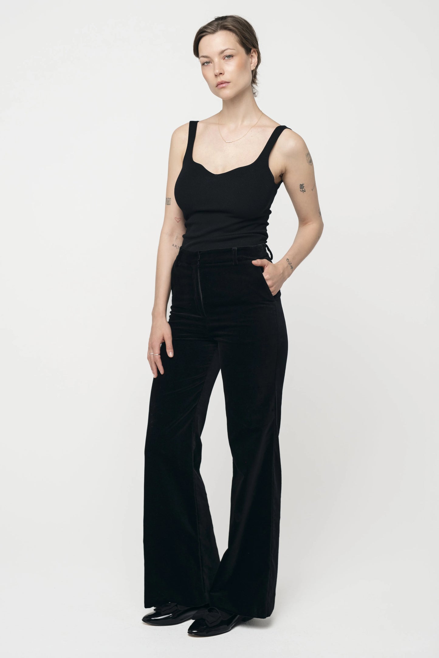 Aime Velvet Black Pants