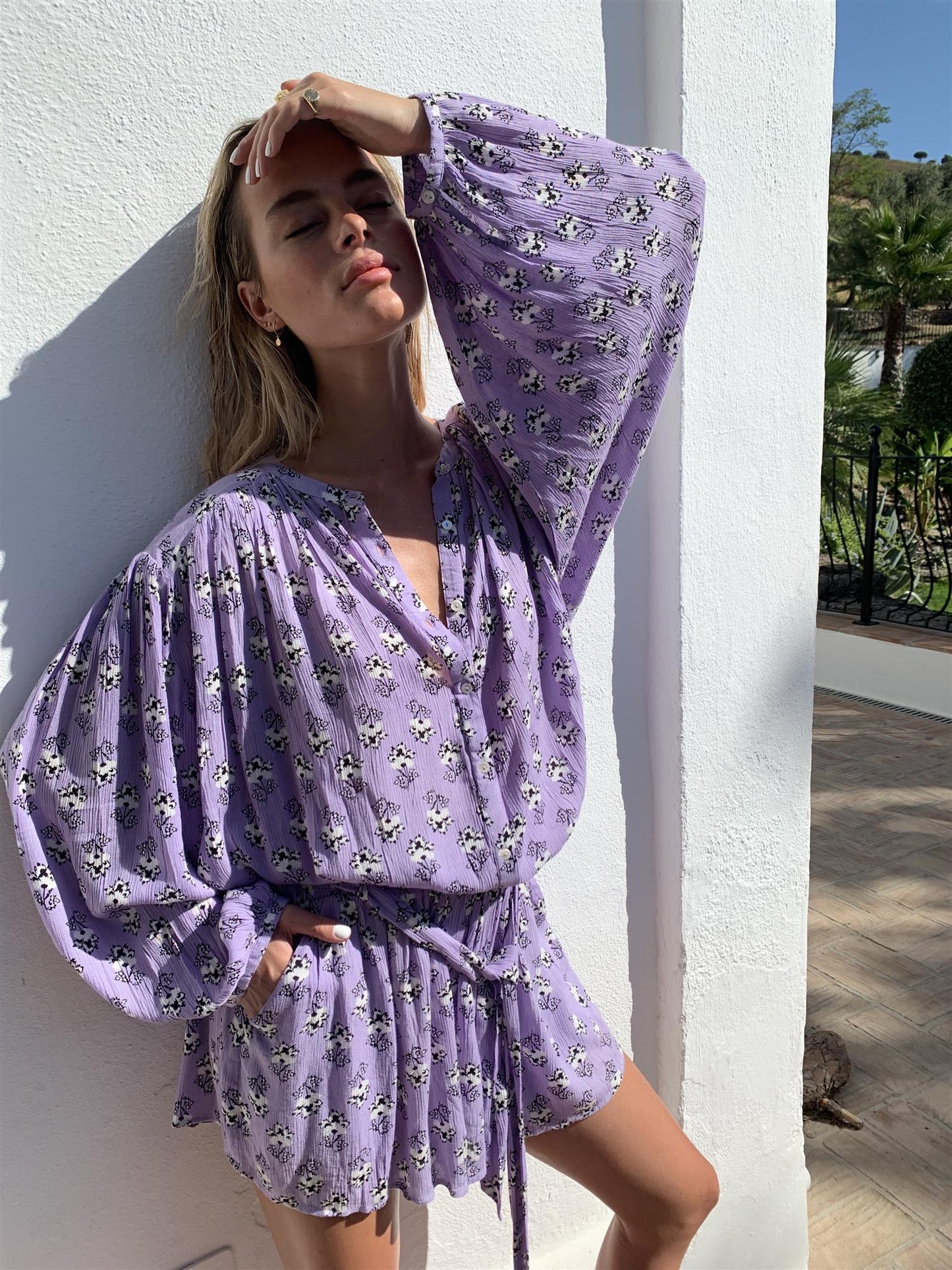 Alby Blouse Purple Floral - No22 Damplassen