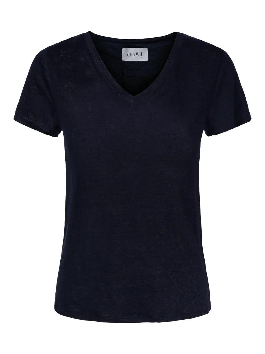 Alethe Linen Tee Navy - No22 Damplassen