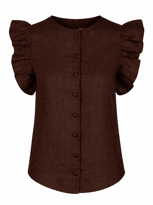 Pauline Linen Shirt Dark Brown