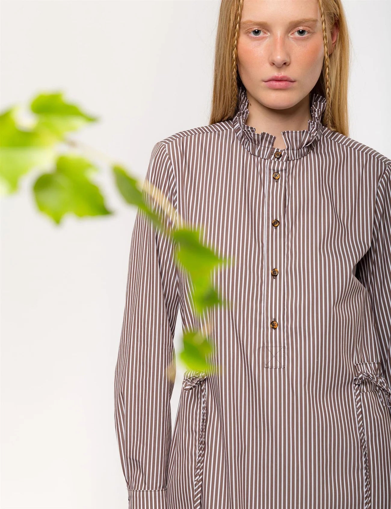 Iris Dress Brown White Stripe