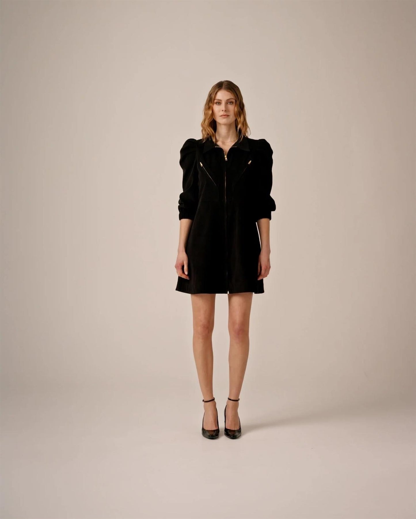 Baby Cord Collared Dress Black - No22 Damplassen