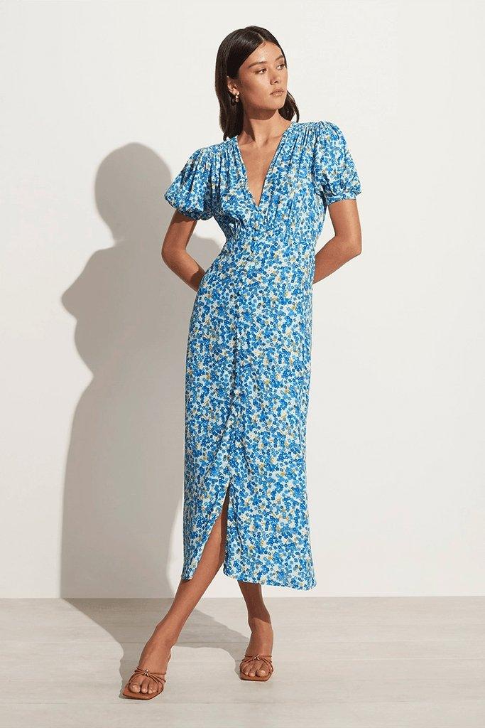 Bellavista Midi Dress Lou Floral Print Blue - No22 Damplassen