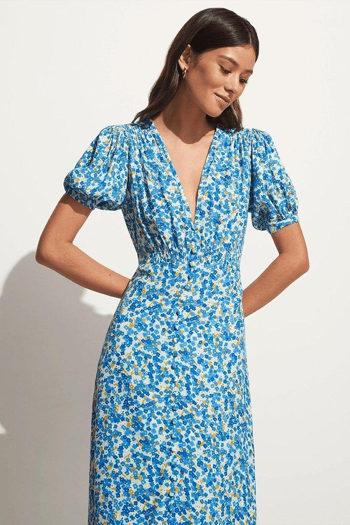 Bellavista Midi Dress Lou Floral Print Blue - No22 Damplassen