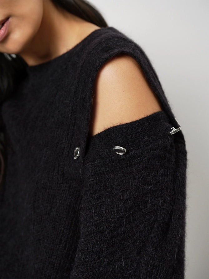 Bruni Fancy Button Sweater Raven - No22 Damplassen