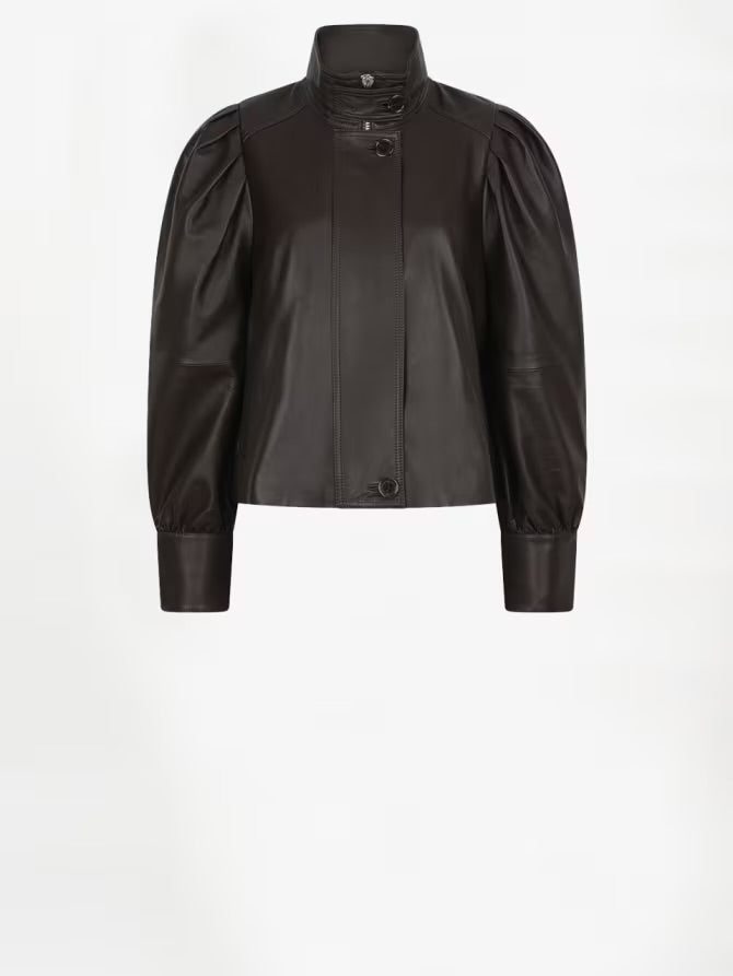 Kyrilo Cropped Leather Jacket Espresso Brown