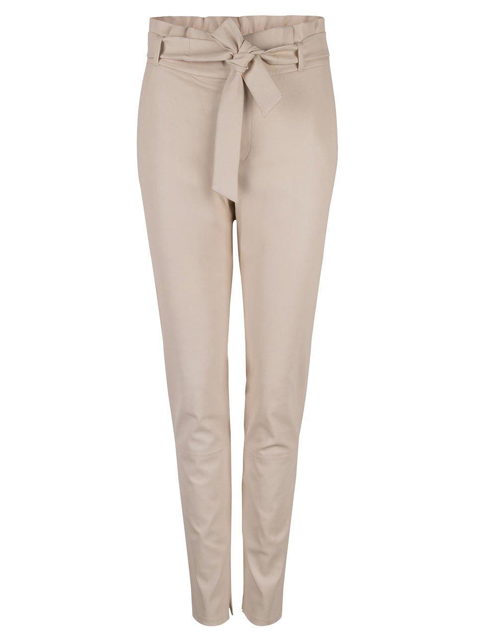 Carrey Stretch Leather Pants Butter Cream - No22 Damplassen