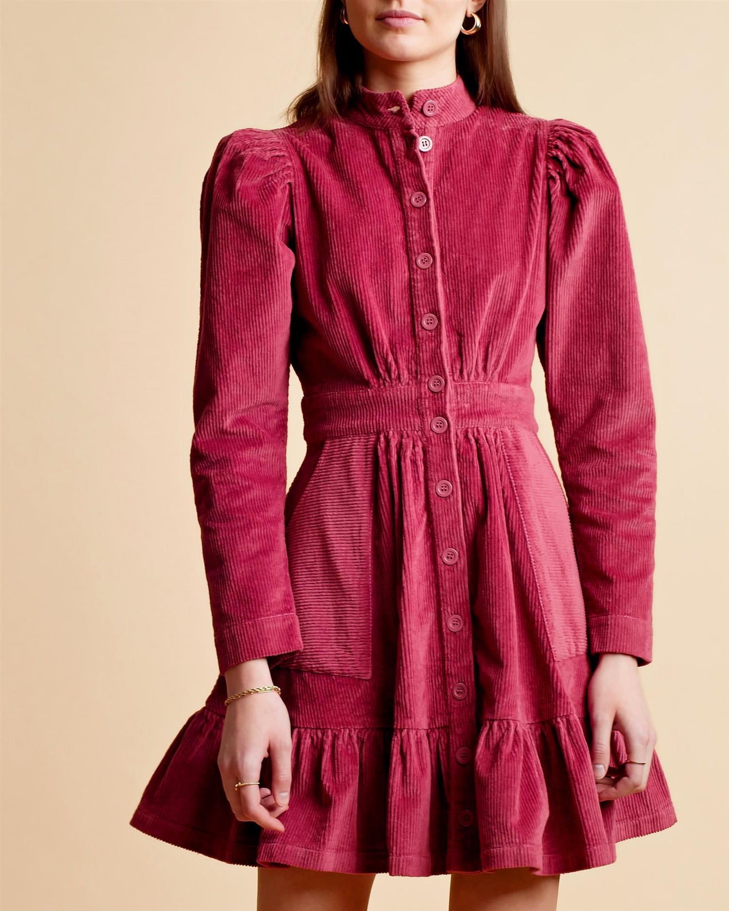byTiMo - Corduroy Mini Dress Berry - No22 Damplassen