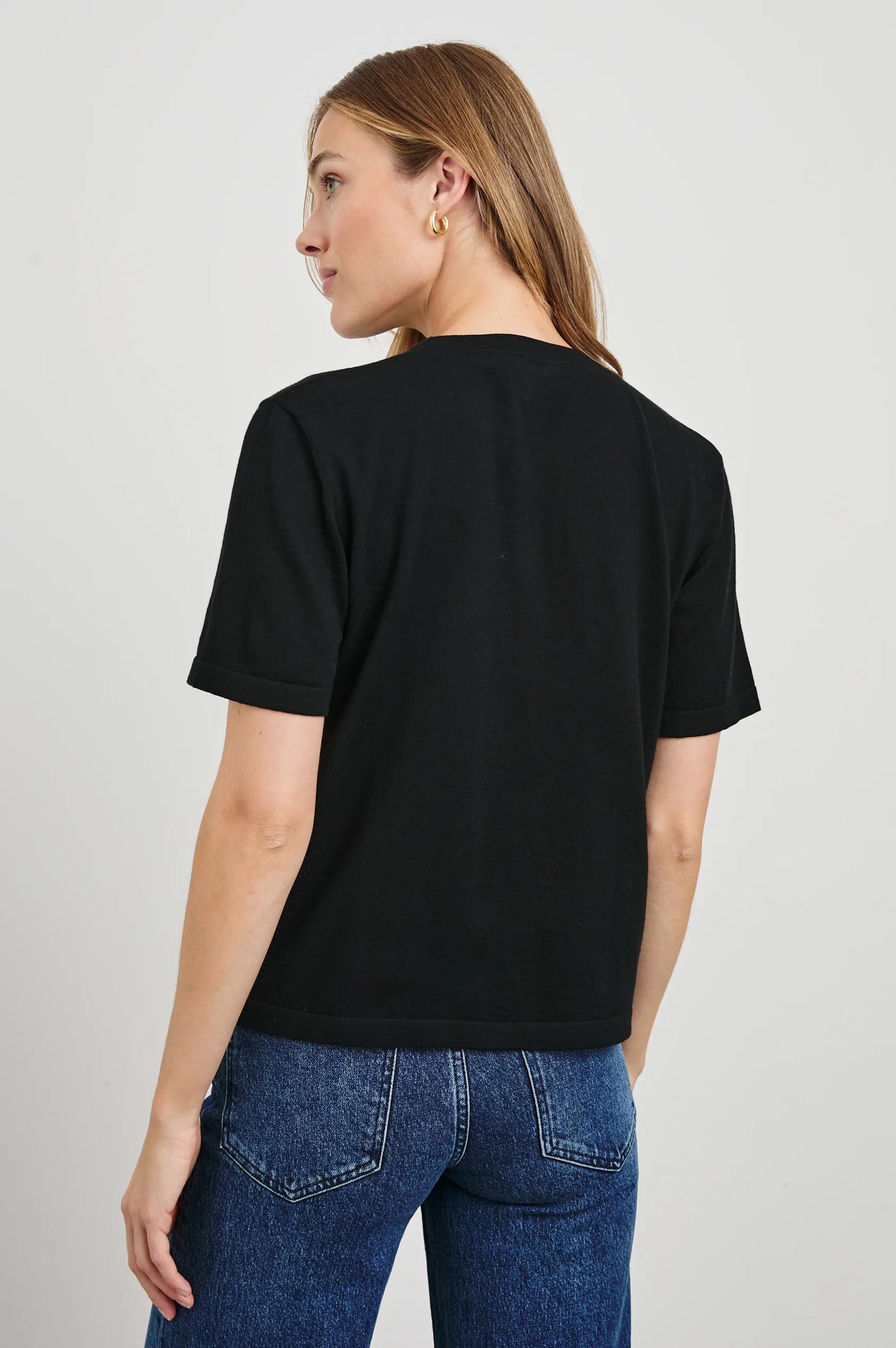 Cotton Cashmere Short Sleeve Tee Black - No22 Damplassen