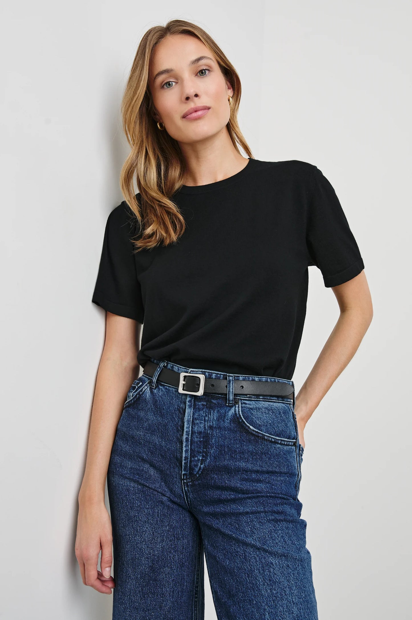 Cotton Cashmere Short Sleeve Tee Black - No22 Damplassen