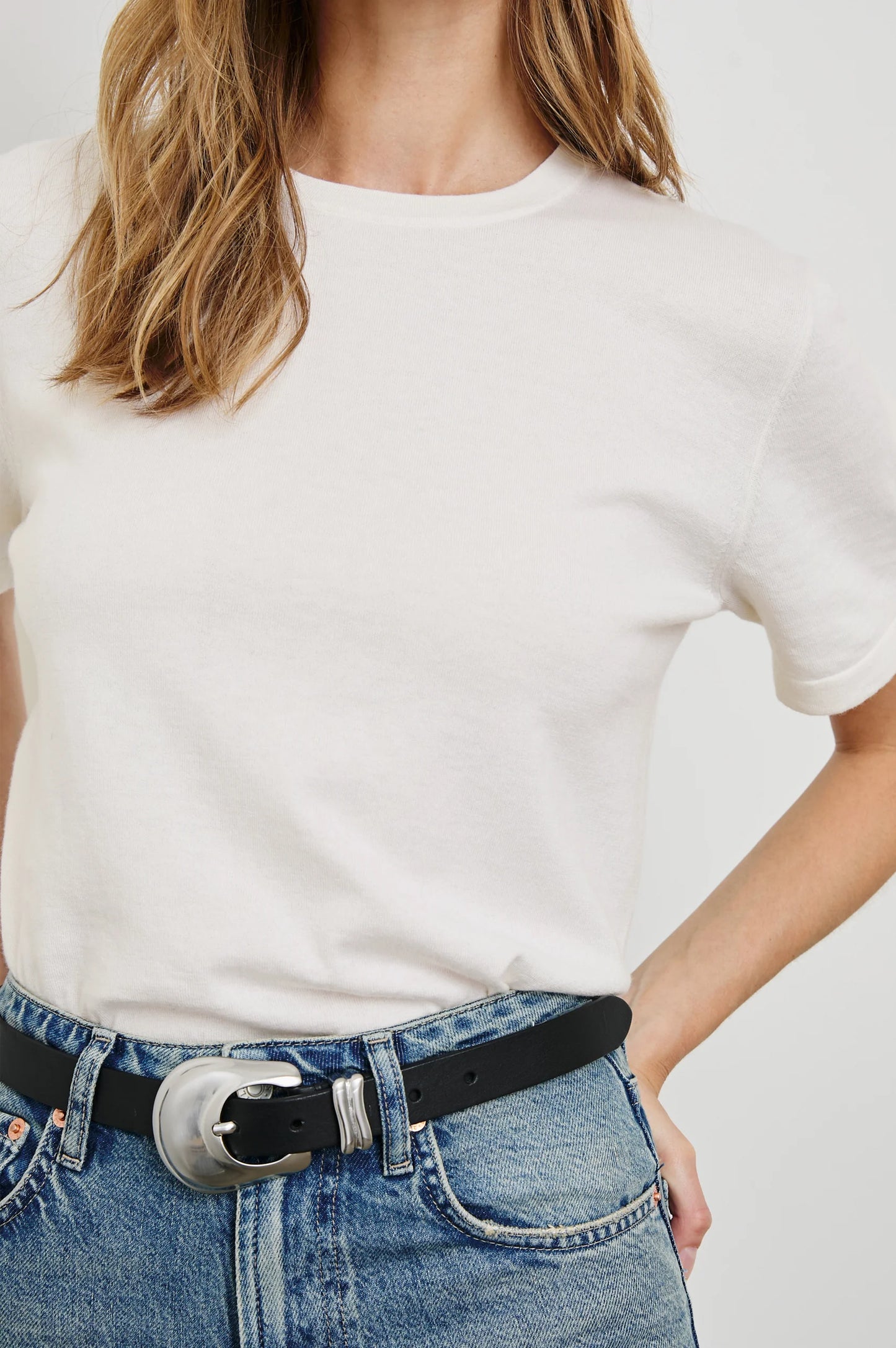Cotton Cashmere Short Sleeve Tee White - No22 Damplassen