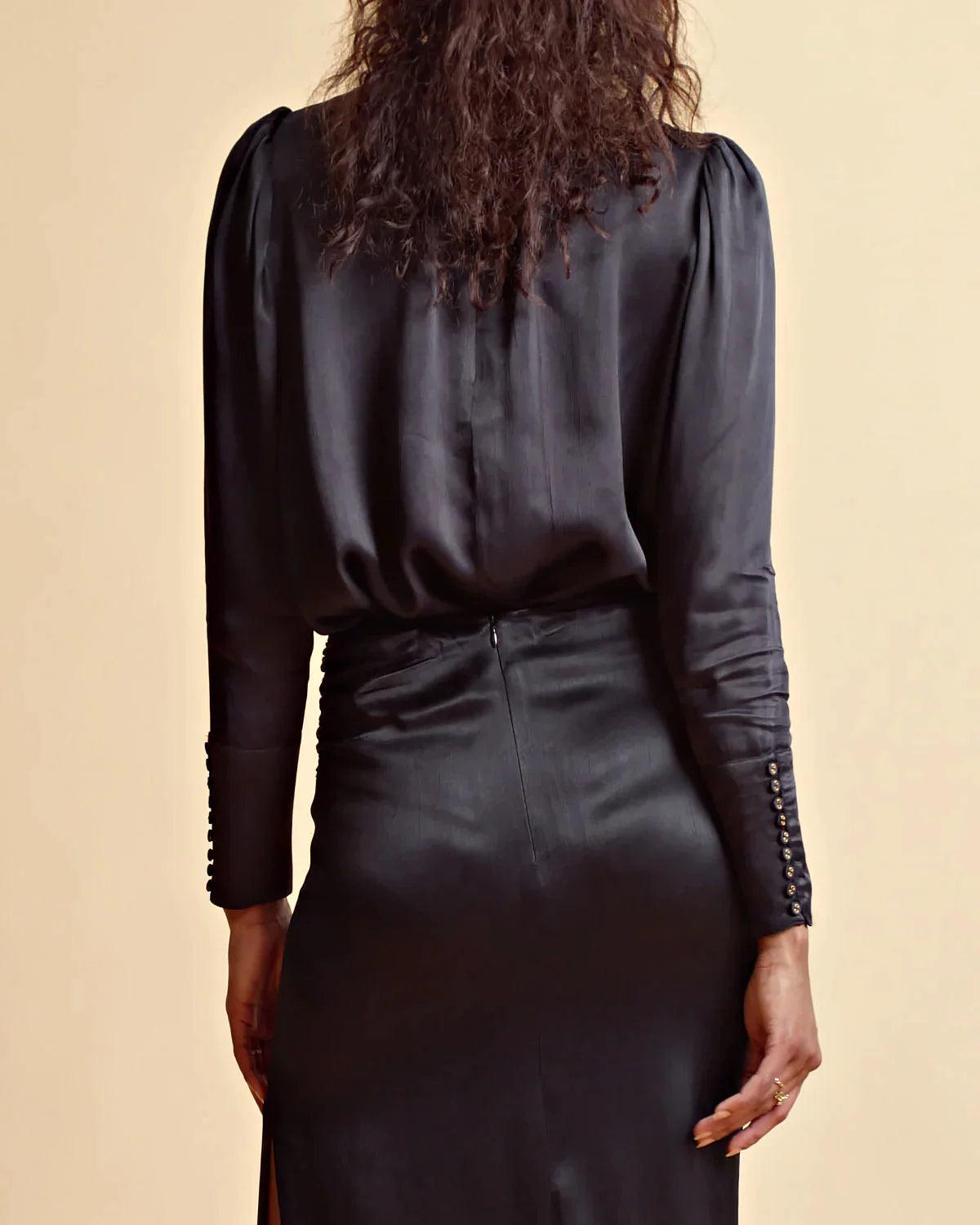 Crépe Satin Blouse Black - No22 Damplassen