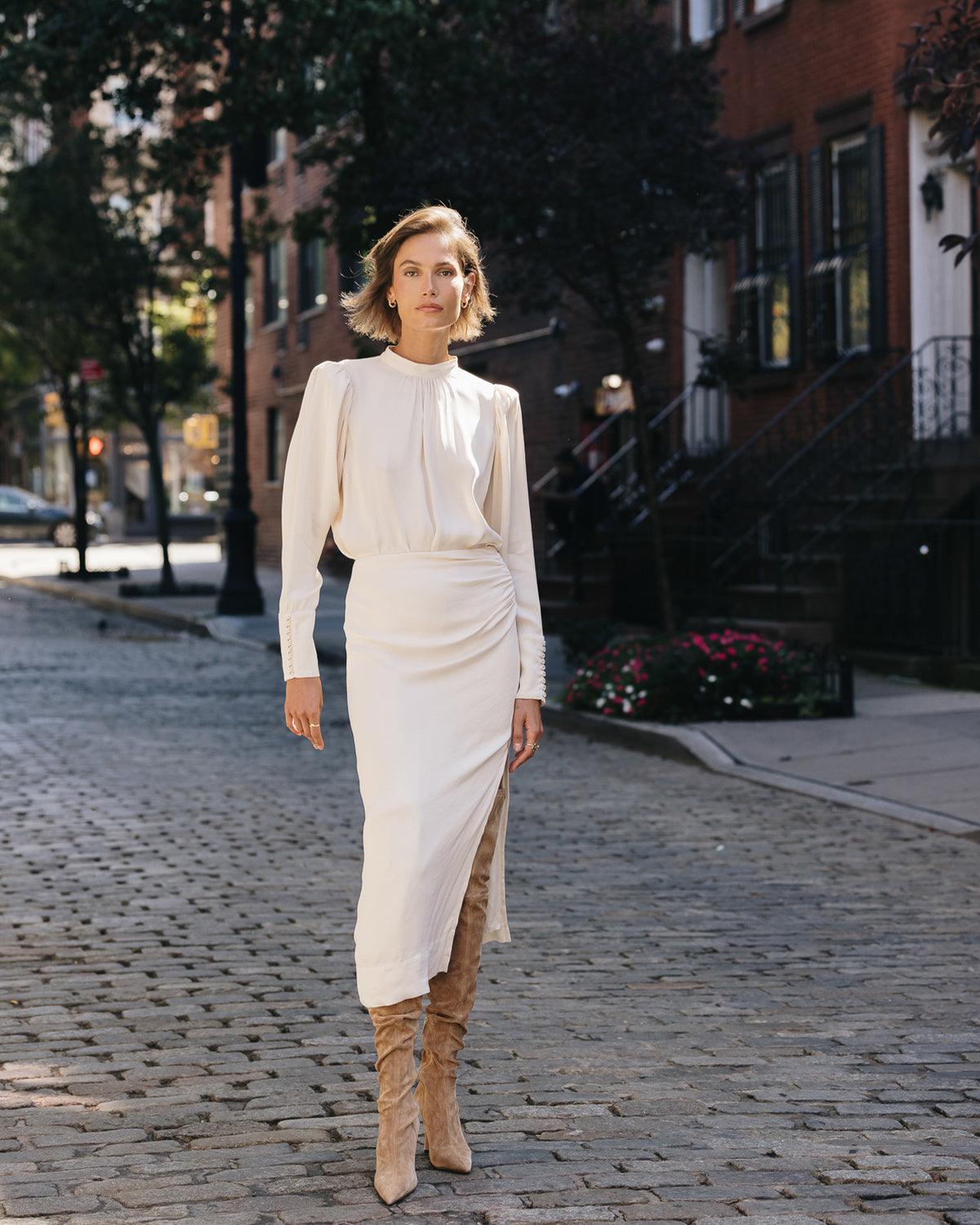 Crepe Satin Blouse Off White - No22 Damplassen