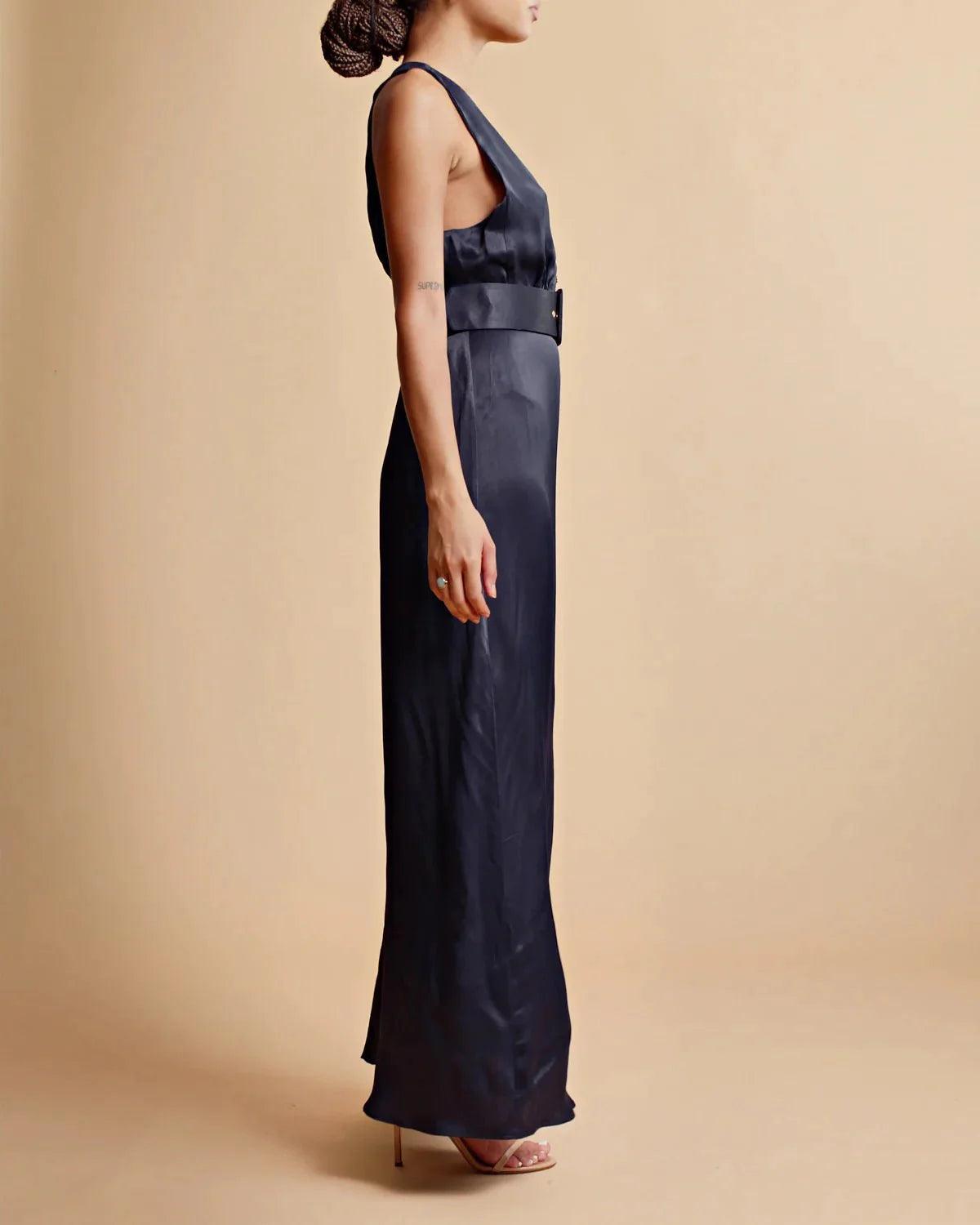 Crèpe satin Sleeveless Dress Navy - No22 Damplassen