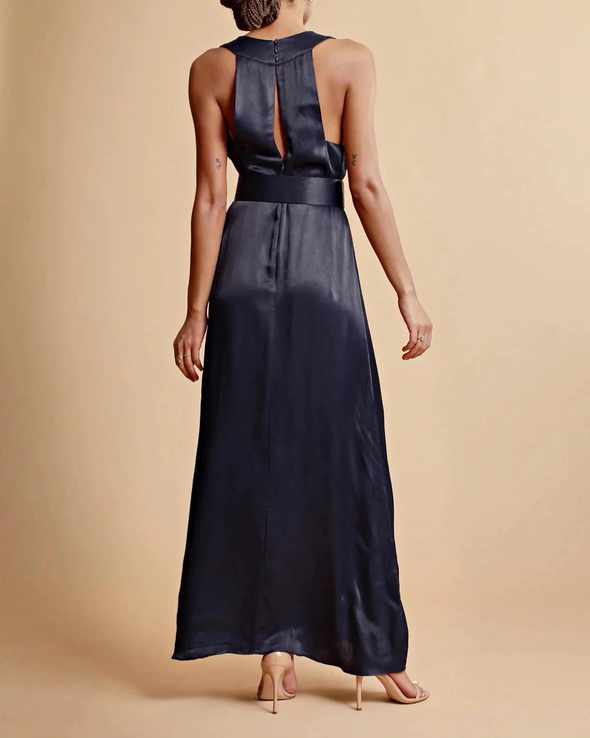 Crèpe satin Sleeveless Dress Navy - No22 Damplassen