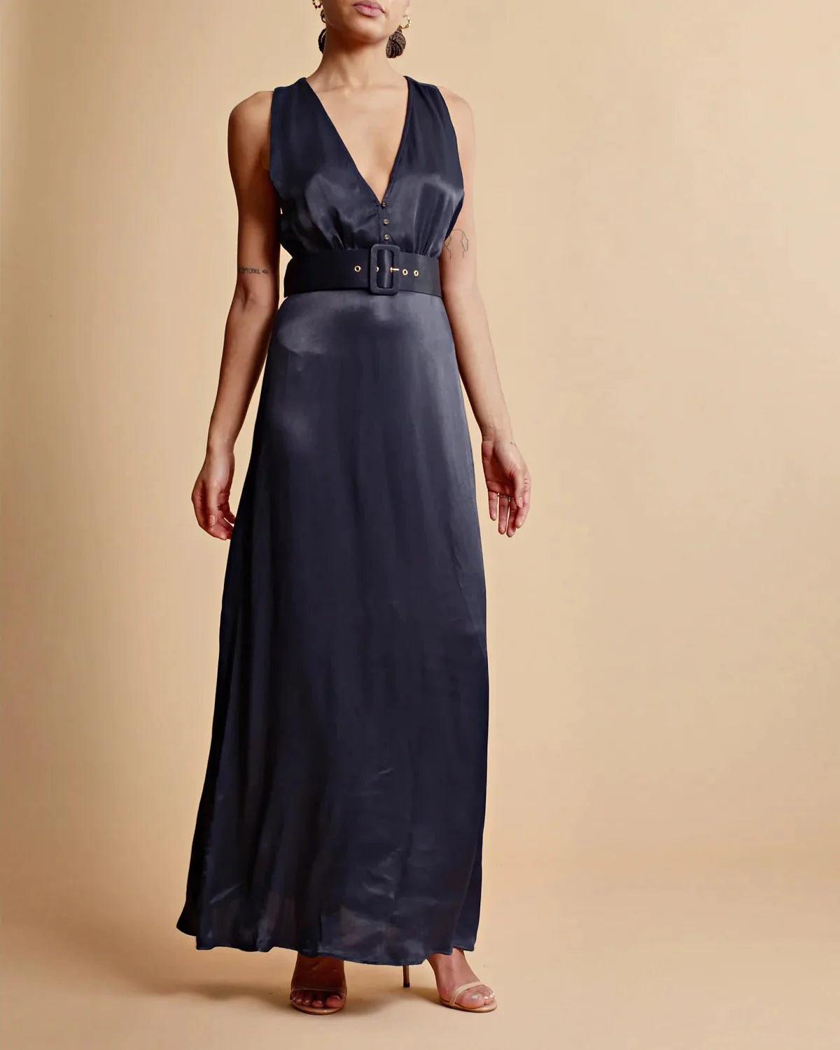 Crèpe satin Sleeveless Dress Navy - No22 Damplassen