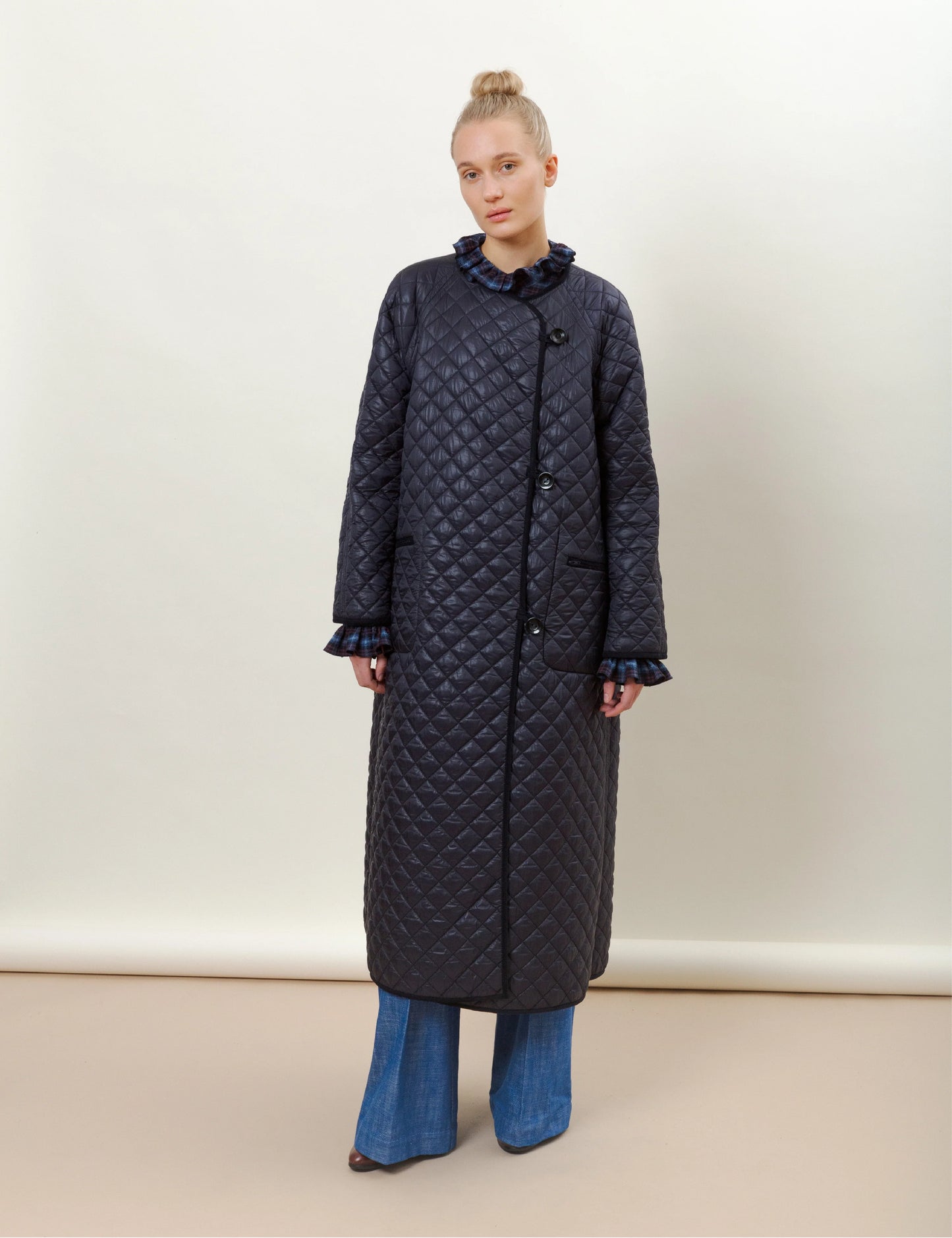 Deleila Coat Quilt Olive Blue - No22 Damplassen