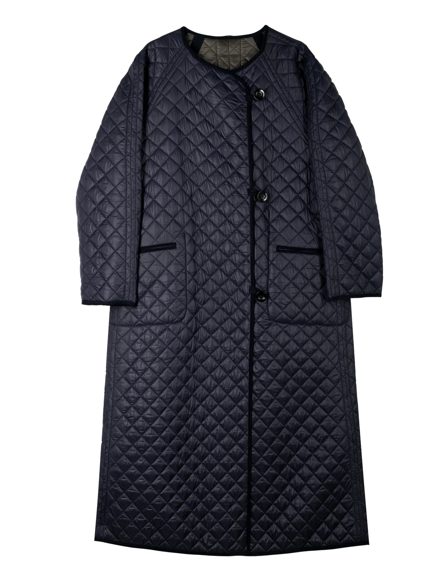 Deleila Coat Quilt Olive Blue - No22 Damplassen