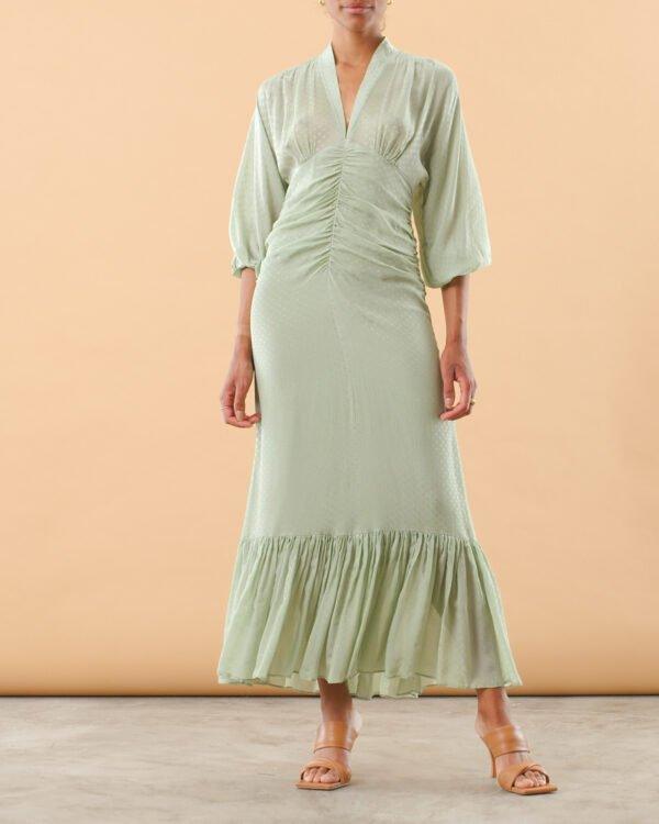 Dotted Jacquard Maxi Dress Pistachio - No22 Damplassen
