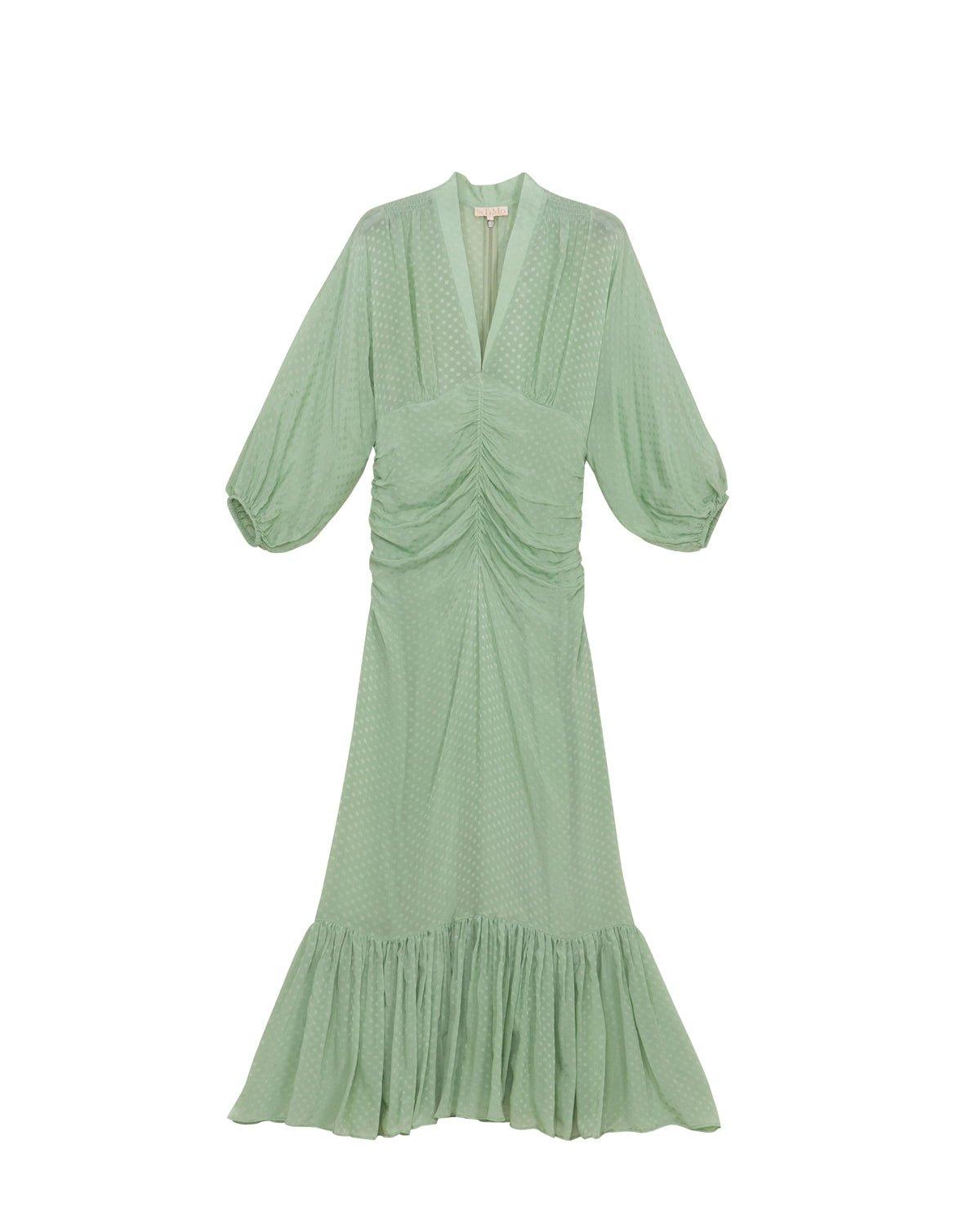 Dotted Jacquard Maxi Dress Pistachio - No22 Damplassen