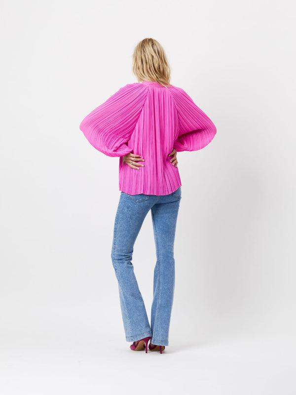 Elmira Pleated Top Pink Energy - No22 Damplassen