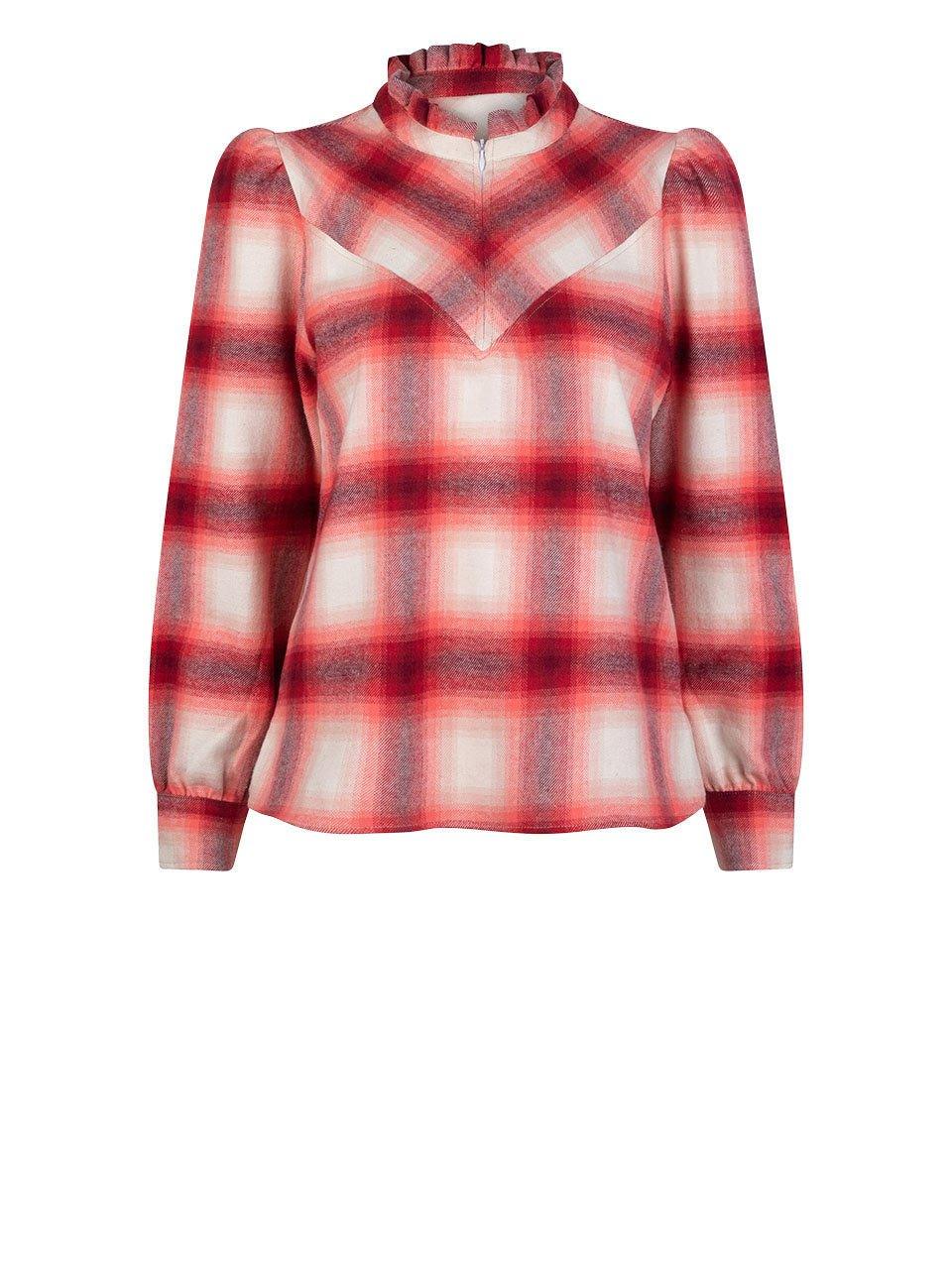 Dante6 - Fayla Ruffle Check Top Pure Red - No22 Damplassen