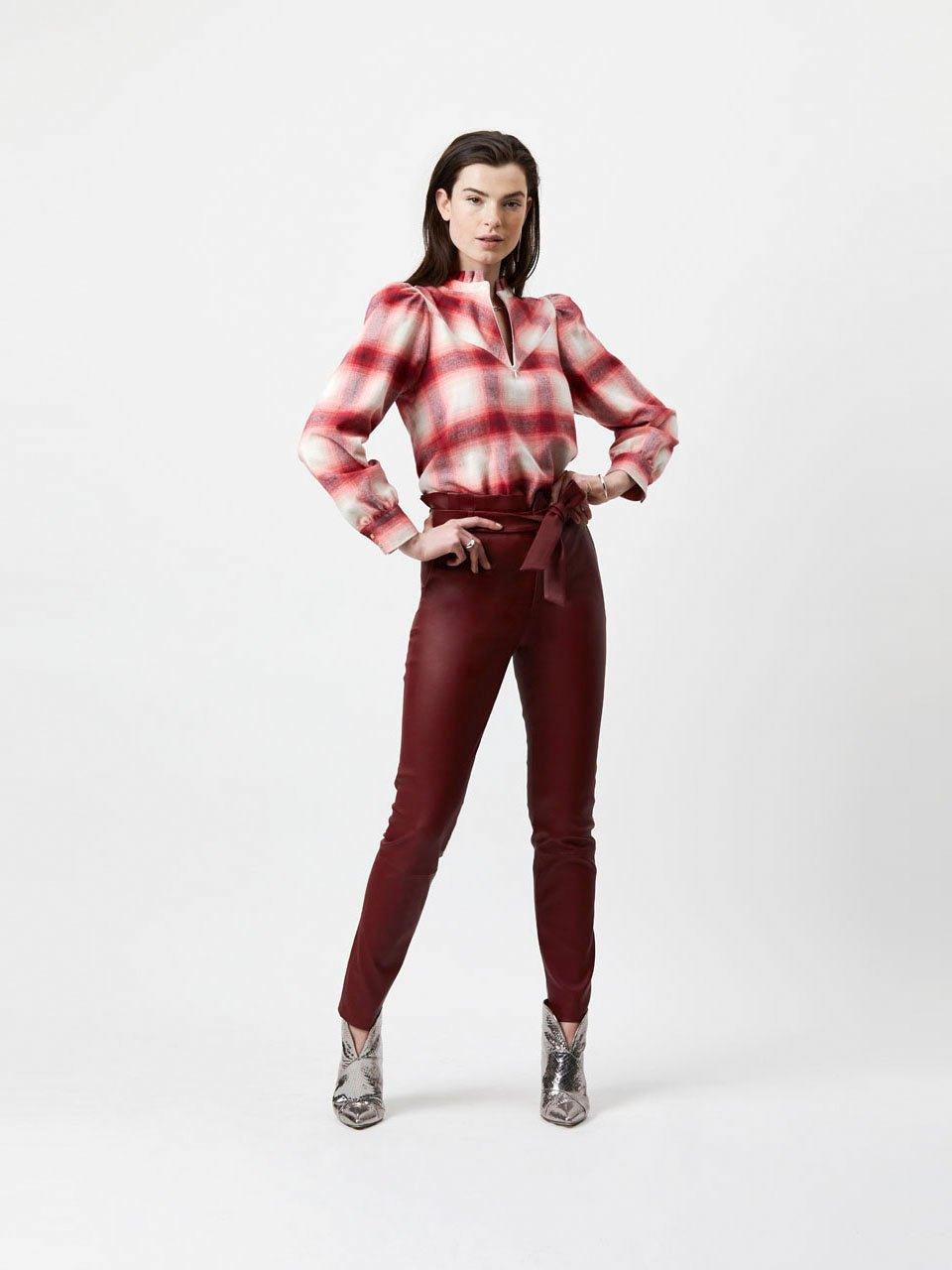 Fayla Ruffle Check Top Pure Red - No22 Damplassen