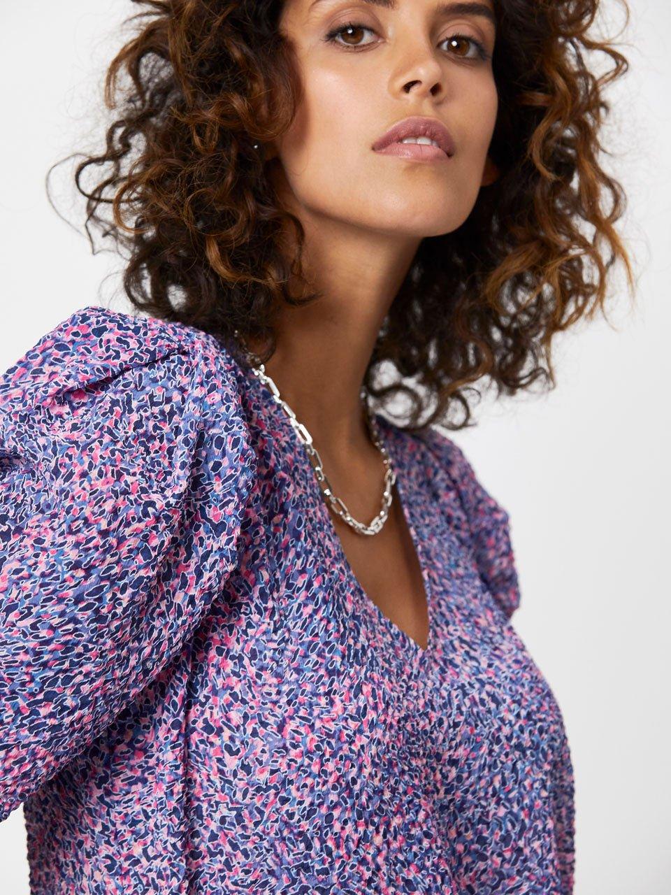 Gaby Pleated Sleeve Top Multicolour - No22 Damplassen