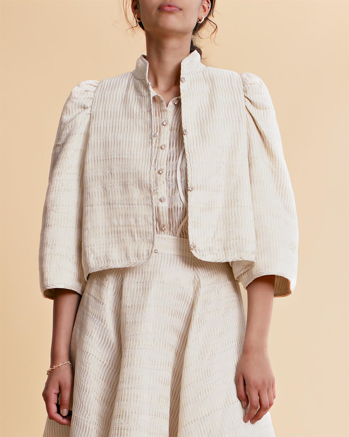 Golden Organza Jacket Off White - No22 Damplassen