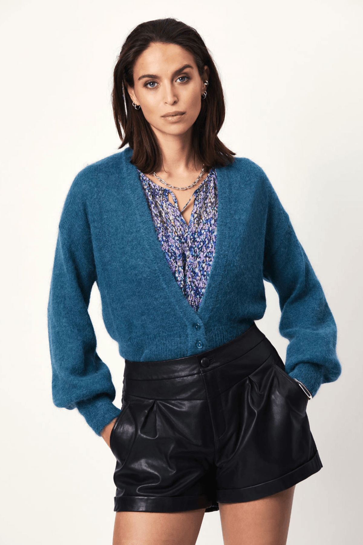 Imma Cropped Cardigan Teal - No22 Damplassen