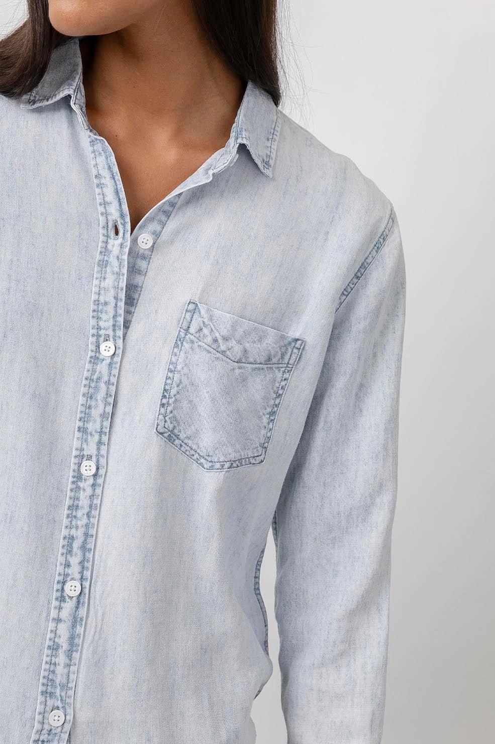 Rails - Ingrid Raw Shirt Light Acid Wash - No22 Damplassen