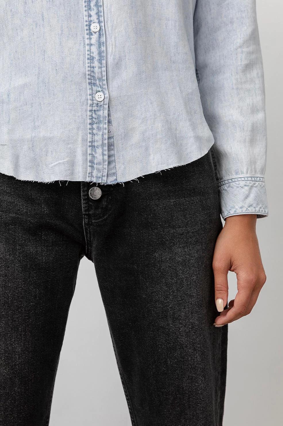 Rails - Ingrid Raw Shirt Light Acid Wash - No22 Damplassen