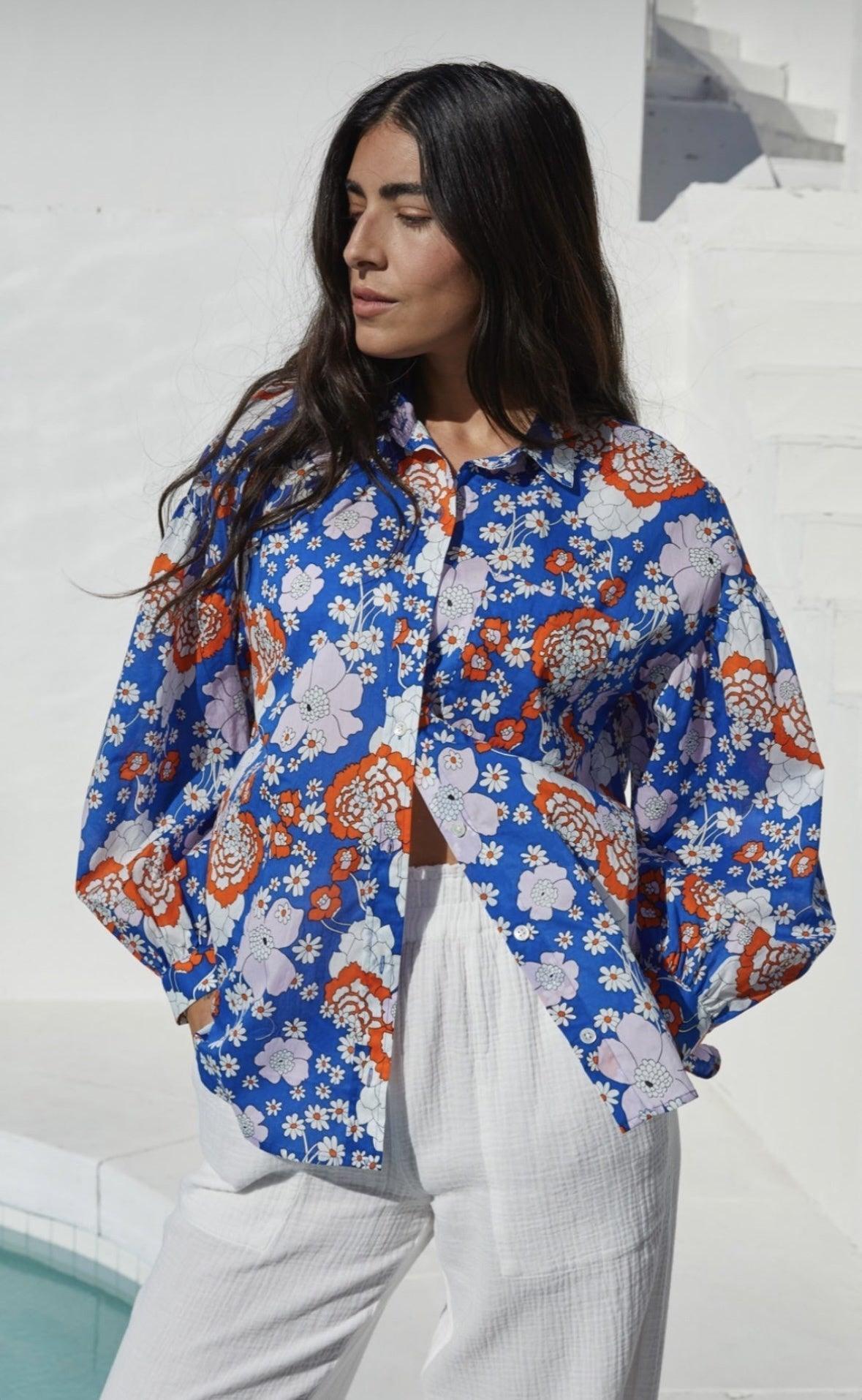 Janae Shirt Cobalt Floral - No22 Damplassen