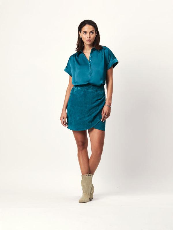 Jaz Suede Skirt Teal - No22 Damplassen