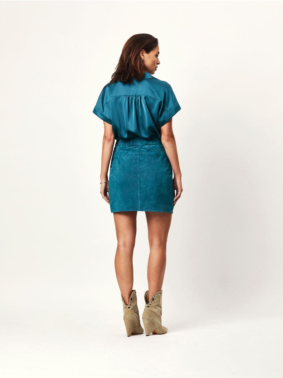 Jaz Suede Skirt Teal - No22 Damplassen
