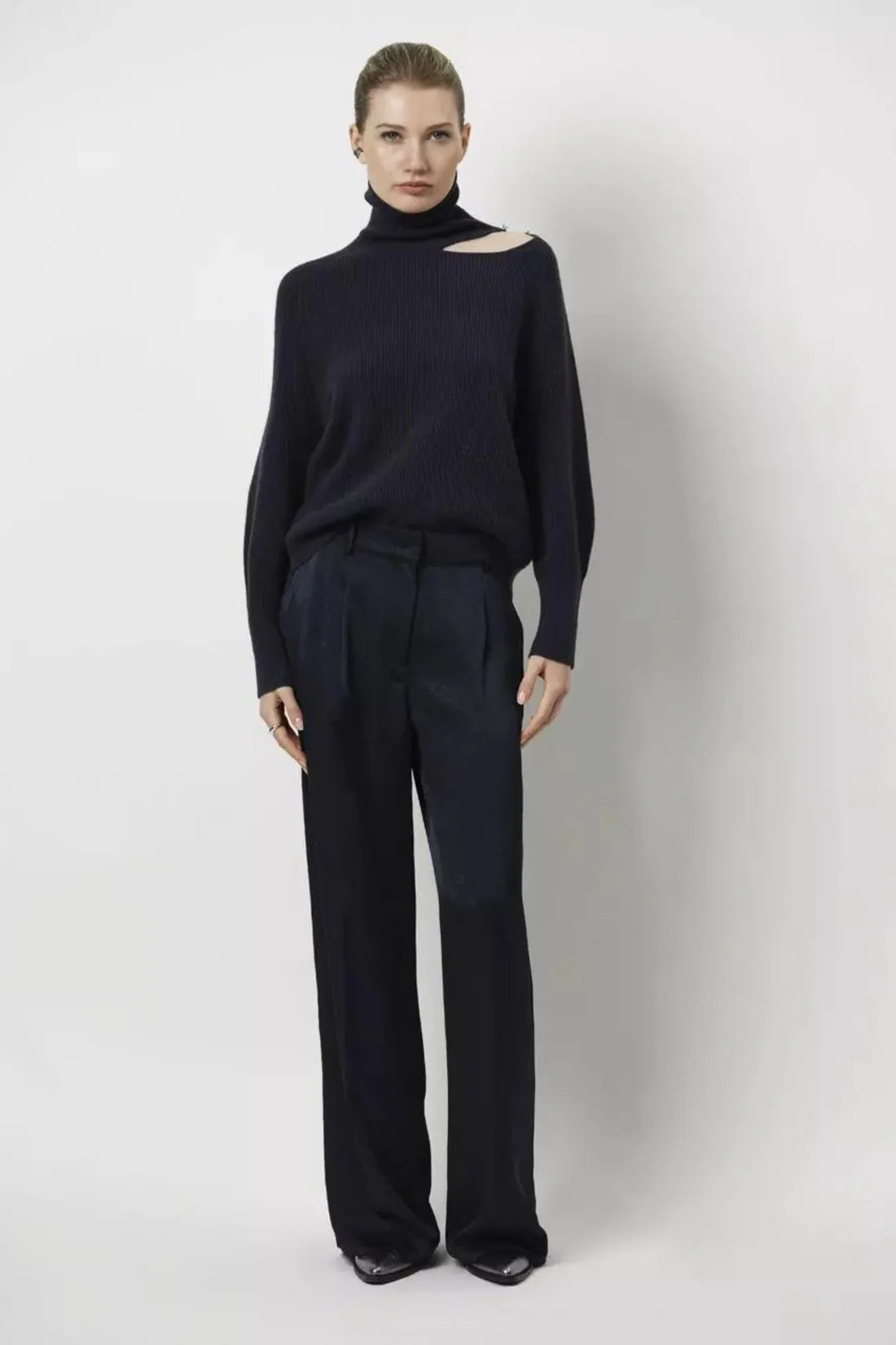 Jules Satin Creased Pants Nocturnal Blue - No22 Damplassen