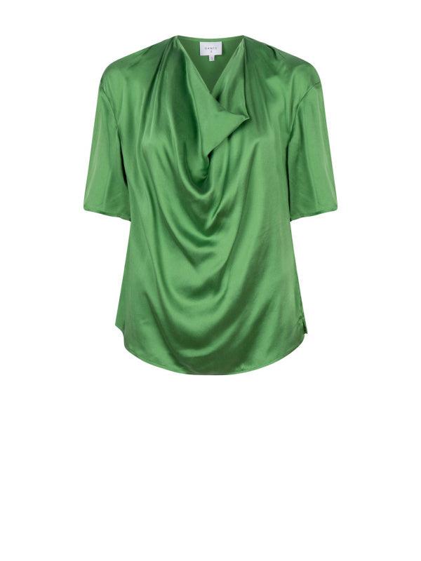 Keswick Silk Drapey Top Basil Green - No22 Damplassen