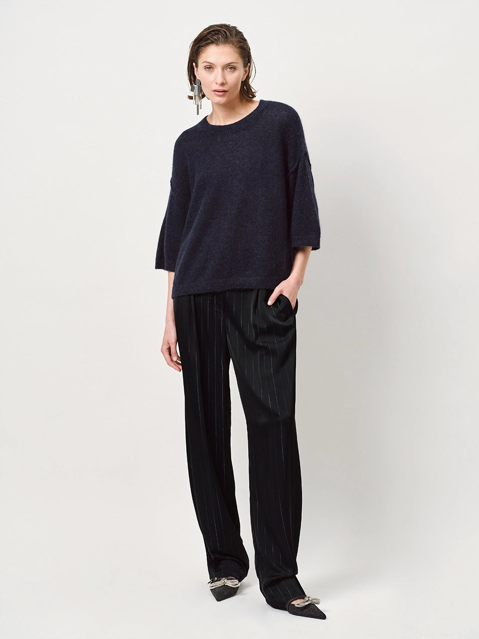Larod Pinstripe Pants Raven - No22 Damplassen