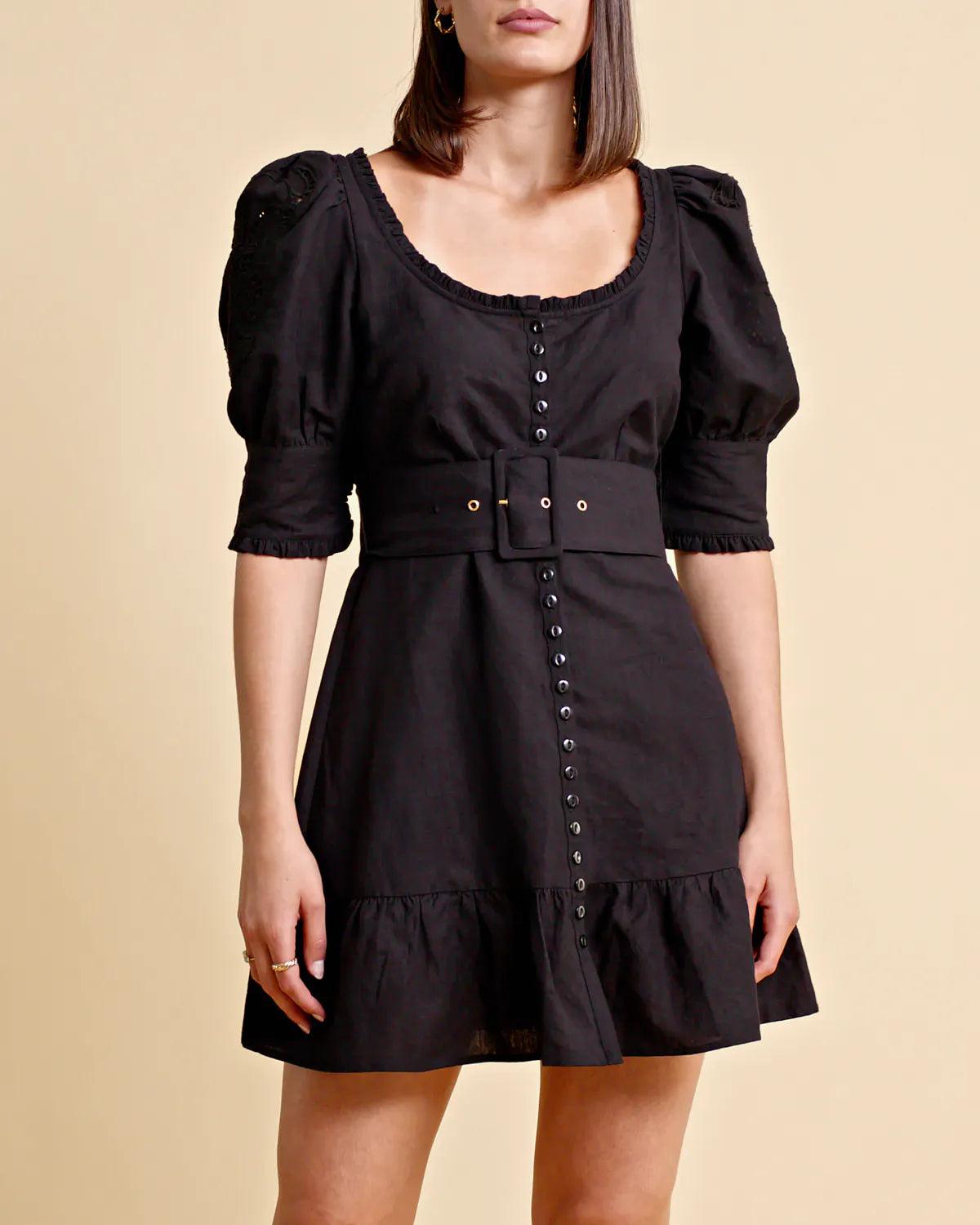 Linen Mini Dress Black - No22 Damplassen