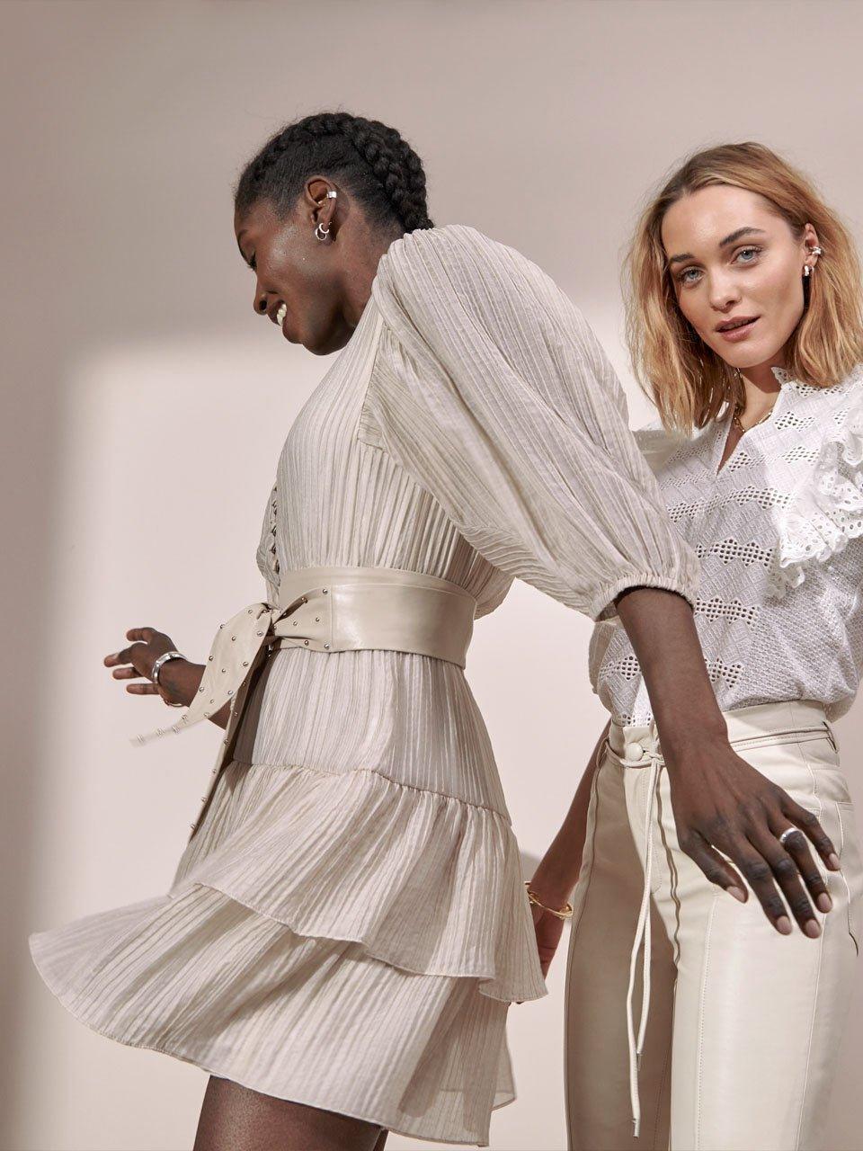 Dante6 - Lorraine Crinkle Jaquard Dress Oyster Cream - No22 Damplassen