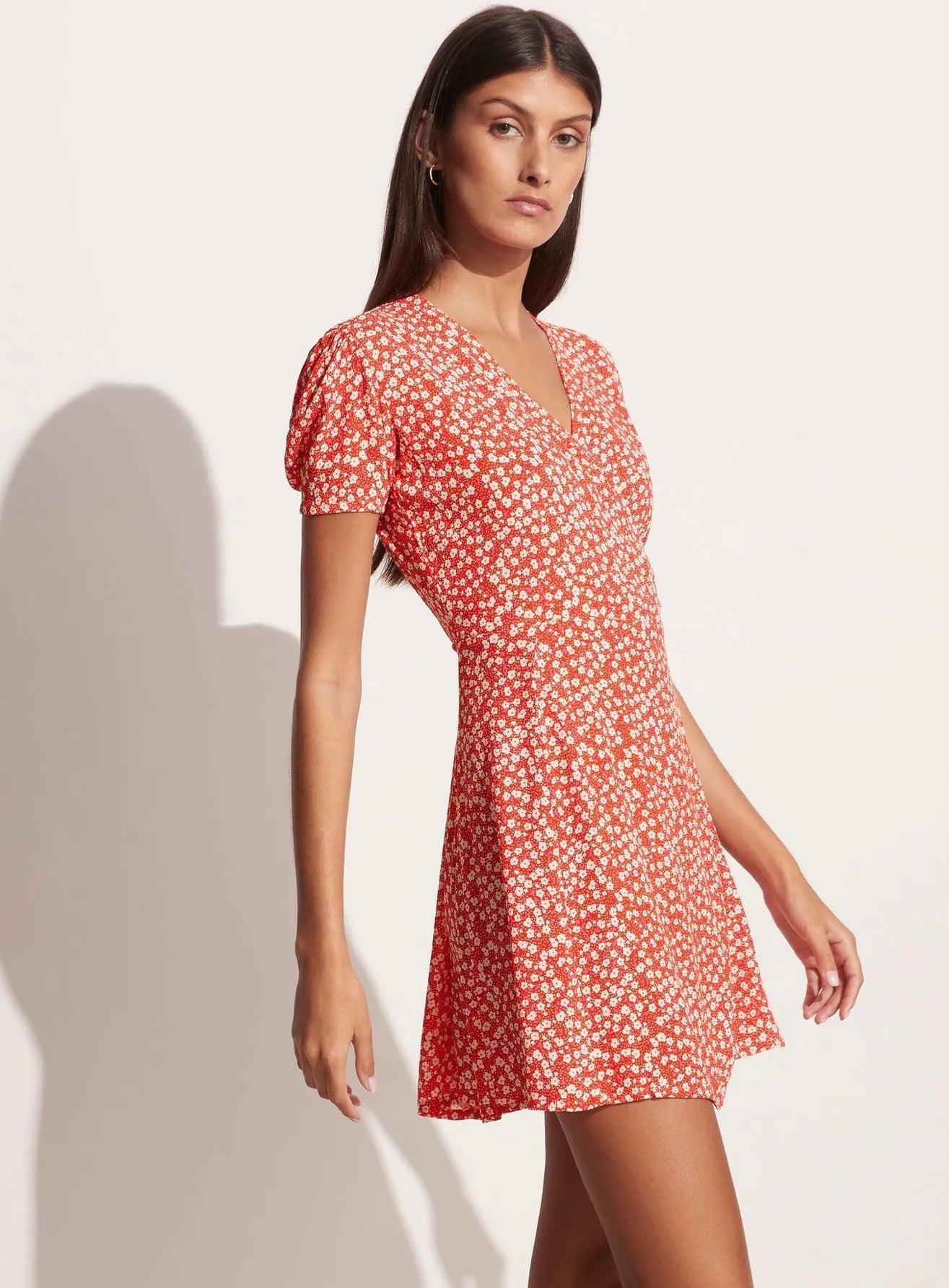 Louella Mini Wrap Dress Careyes Floral Cherry - No22 Damplassen