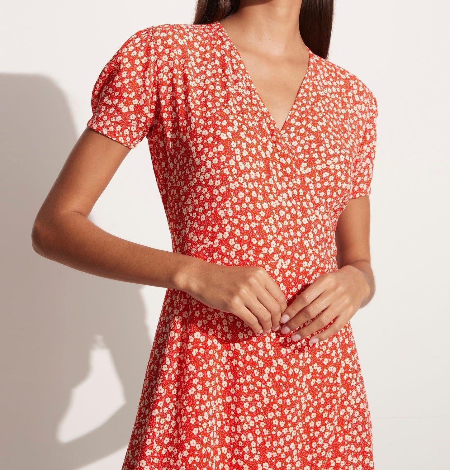 Louella Mini Wrap Dress Careyes Floral Cherry - No22 Damplassen