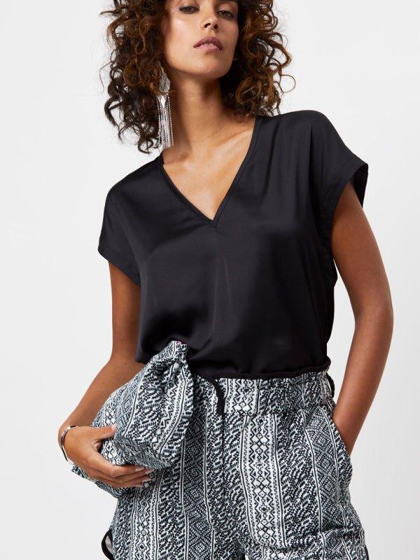 Luiza V-Neck Top Raven - No22 Damplassen