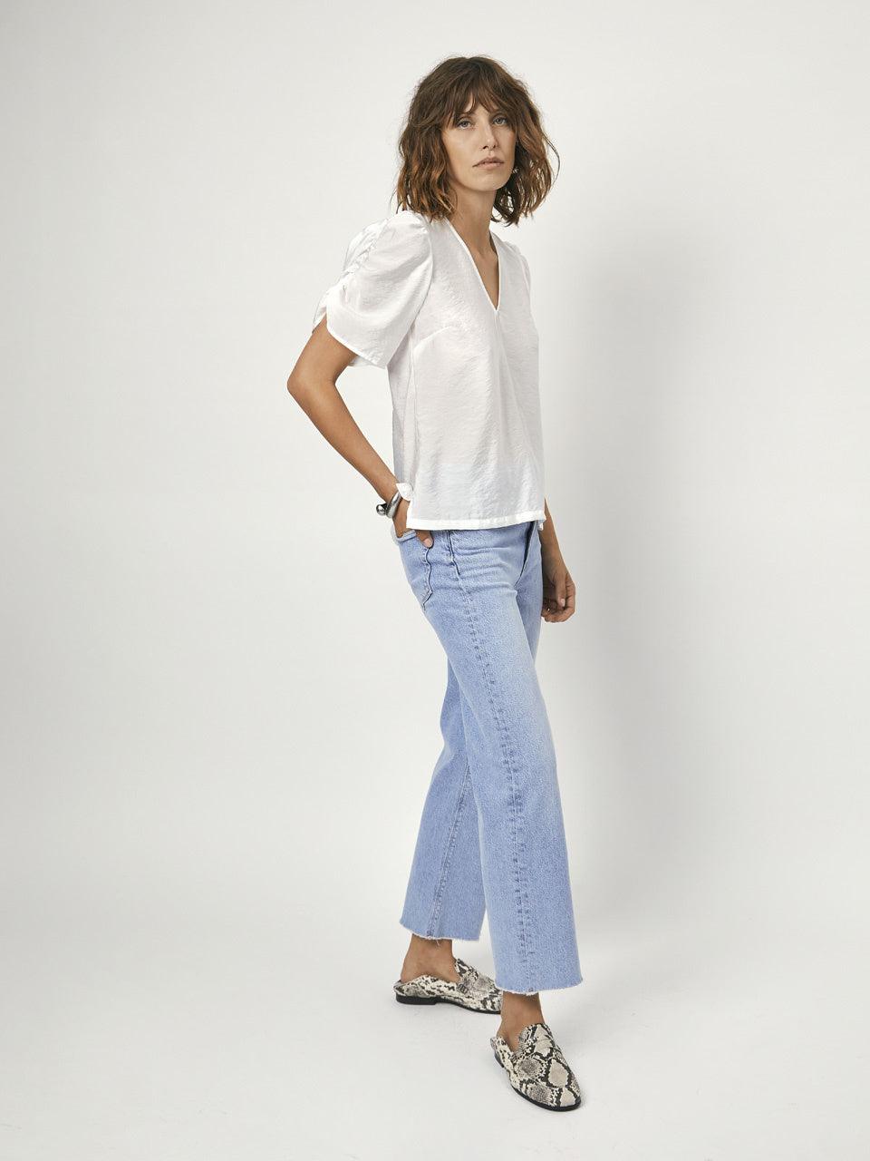 Lyza V-Neck Top Optic White - No22 Damplassen